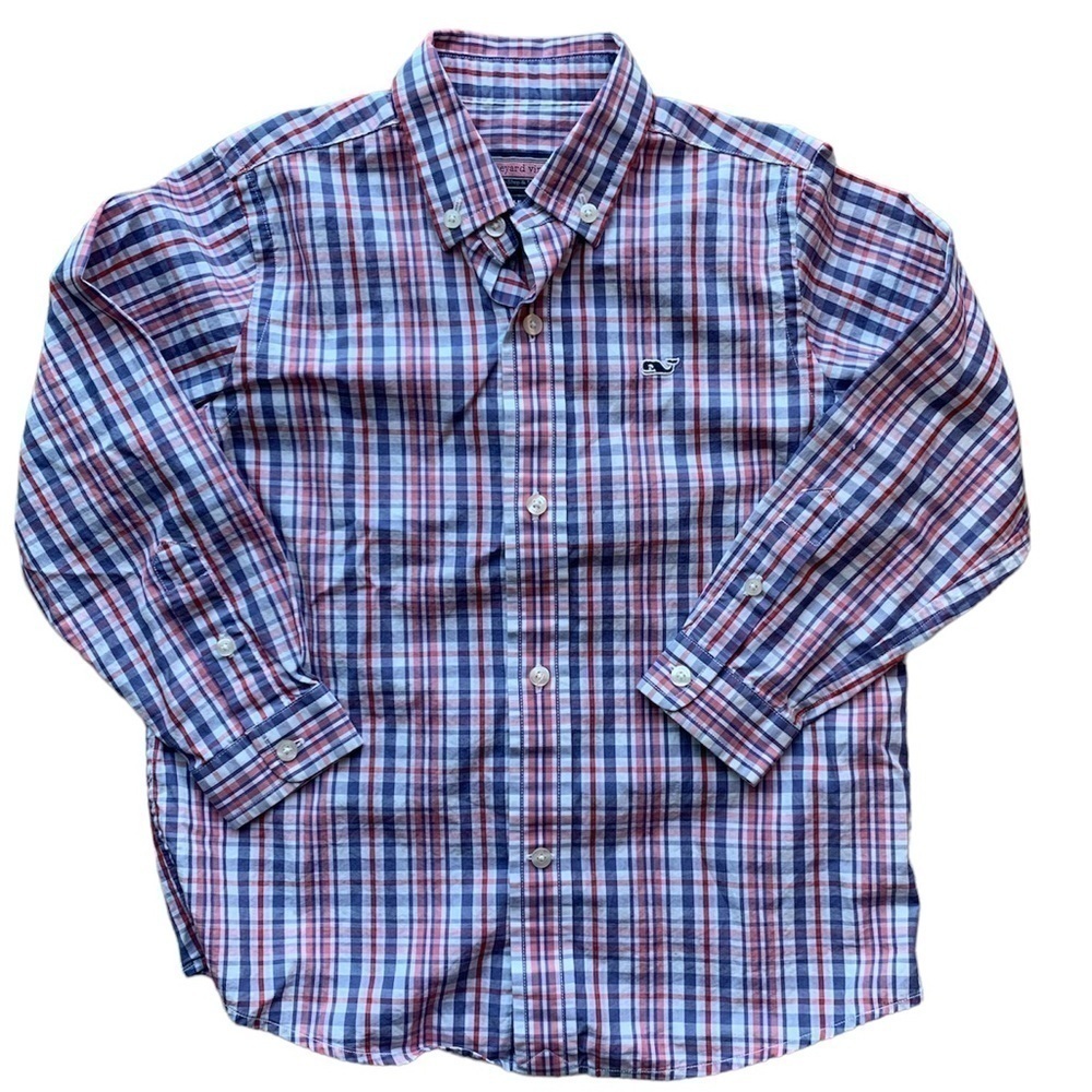 Vineyard Vines Boys Checkered Whale Shirt 4T